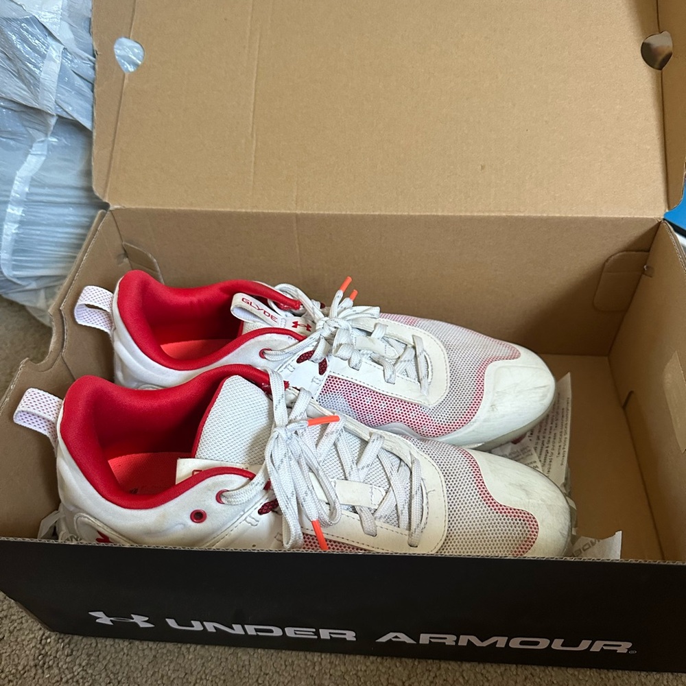 Under Armour White and Red Athletic Shoes